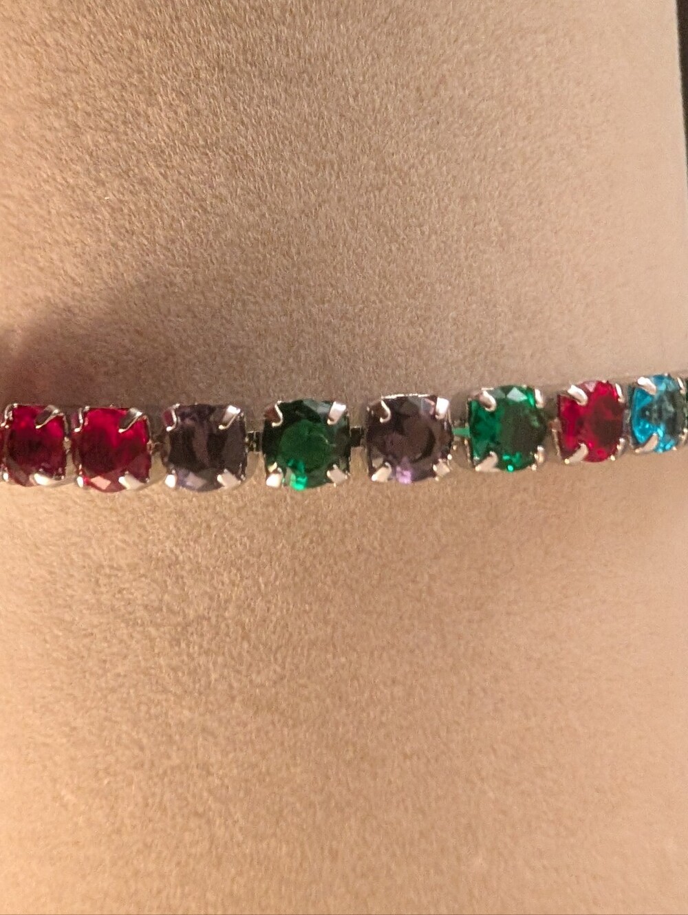 ๐ 2 (Two) - 7" Multicolor Rainbow Glass Crystal Tennis Bracelets ๐ - Picture 9 of 16
